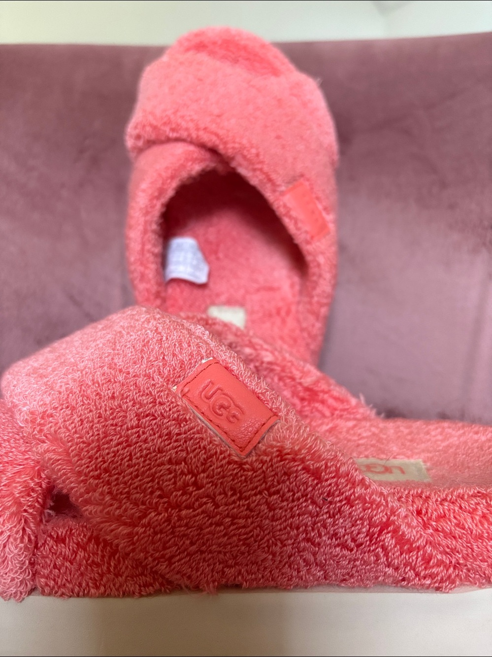 UGG Coral Pink Terry Slide Slippers